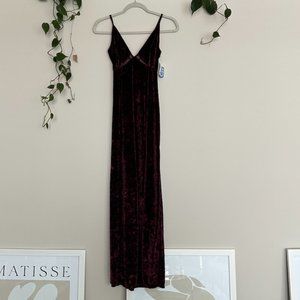 NWT Free People Burgundy Velvet Maxi Dress S Small
